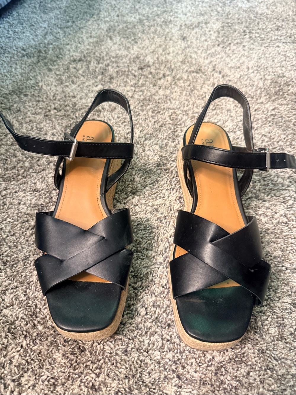 a.n.a Black Crisscross Ankle-Strap Women’s Sandals